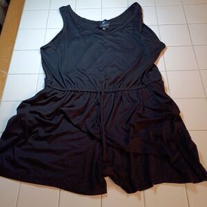 The Pretty Cult Black Gothic Drawstring Tank Romper Shorts XL